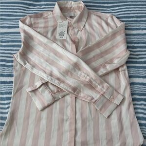 Target Pink and White Striped Button Down Shirt